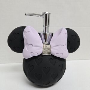 Minnie Mouse Purple Bow Black Lilac Ears Soap Lotion Dispenser With Pump NEW